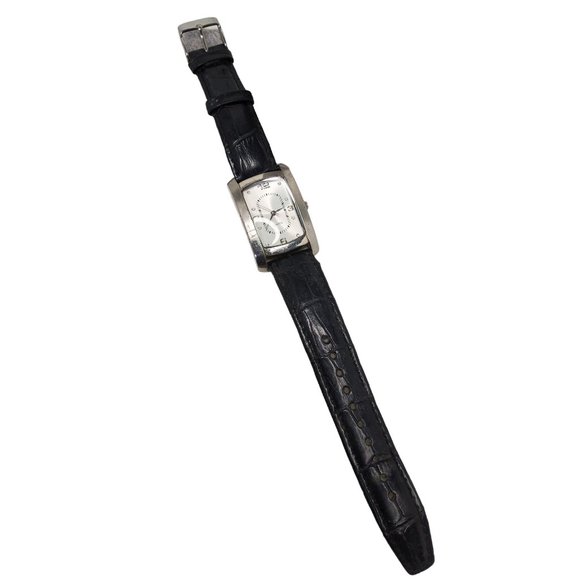 vintage peace mark womens silver tone leather band white face slender watch